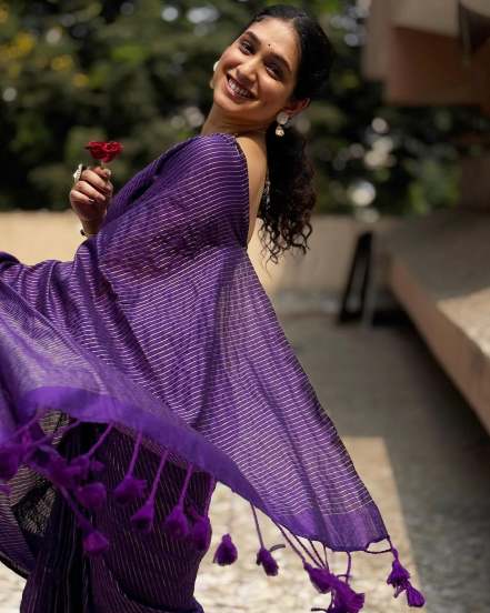 priyadarshini indalkar in purple saree