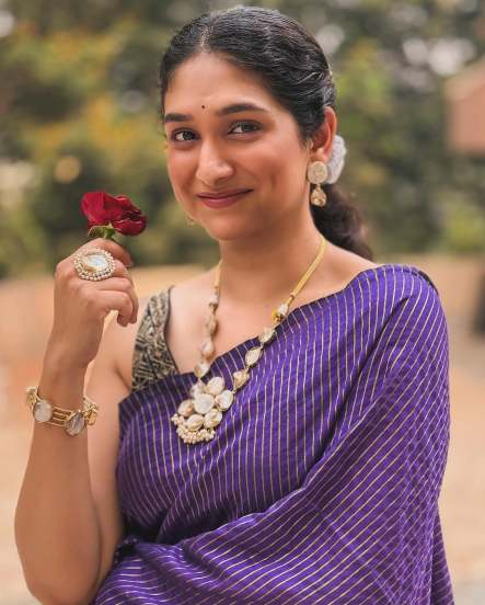 priyadarshini indalkar in purple saree