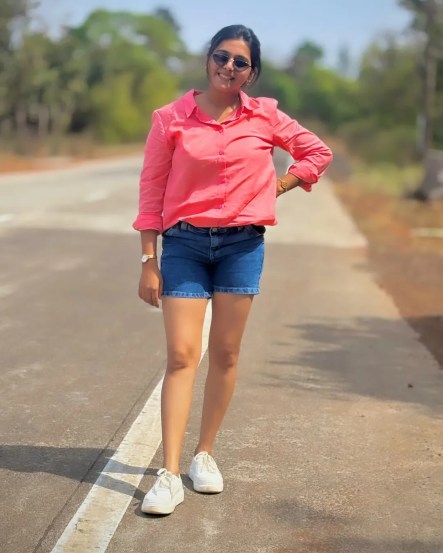 Shivani Naik Denim Shorts Look