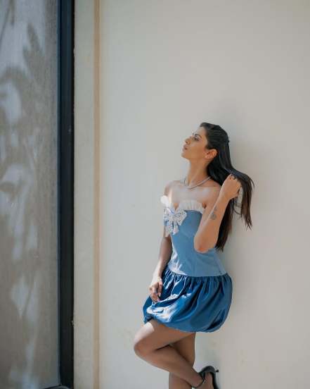Swarda Thigale Blue Short Dress Look