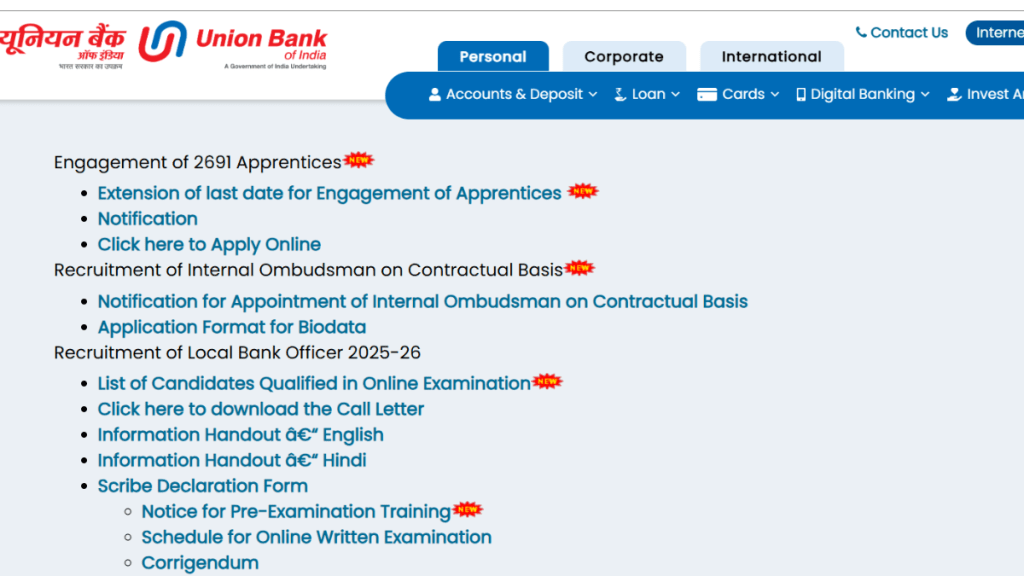 Union Bank Apprentice Recruitment 2025 Last date to apply for over 2000 vacancies extended Union Bank Apprentice Recruitment 2025 Last date to apply for over 2000 vacancies extended