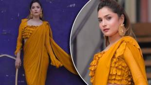 ankita lokhandes fashion sense is stunning new photoshoot in yellow colour saree viral