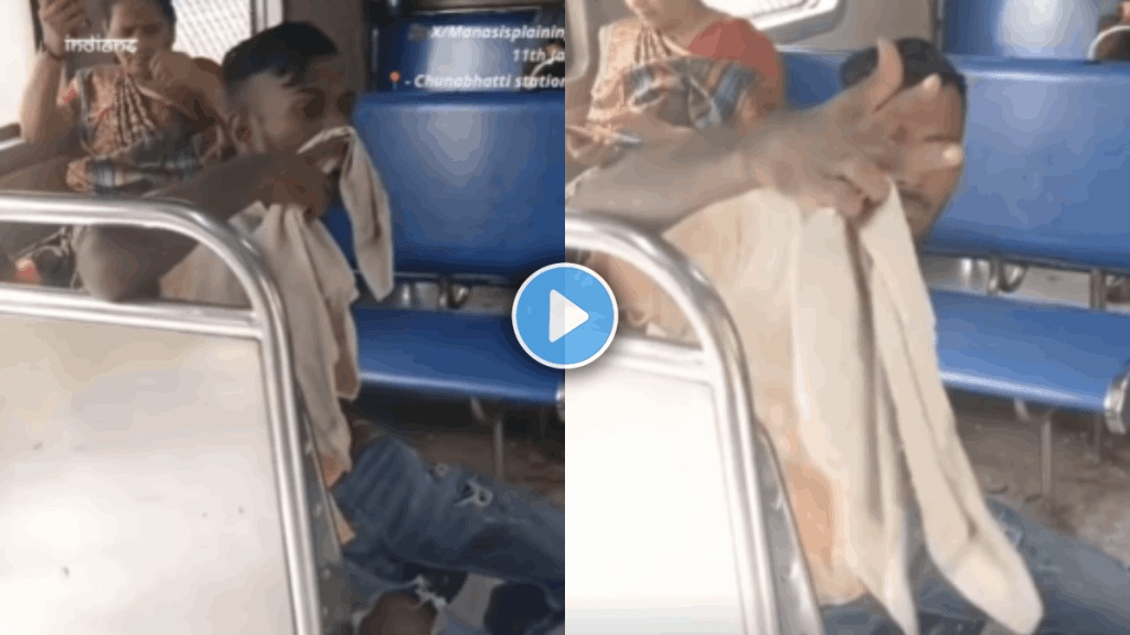 Shocking video of drunk man enters in womens coach of mumbai local video viral on social media Shocking video of drunk man enters in womens coach of mumbai local video viral on social media