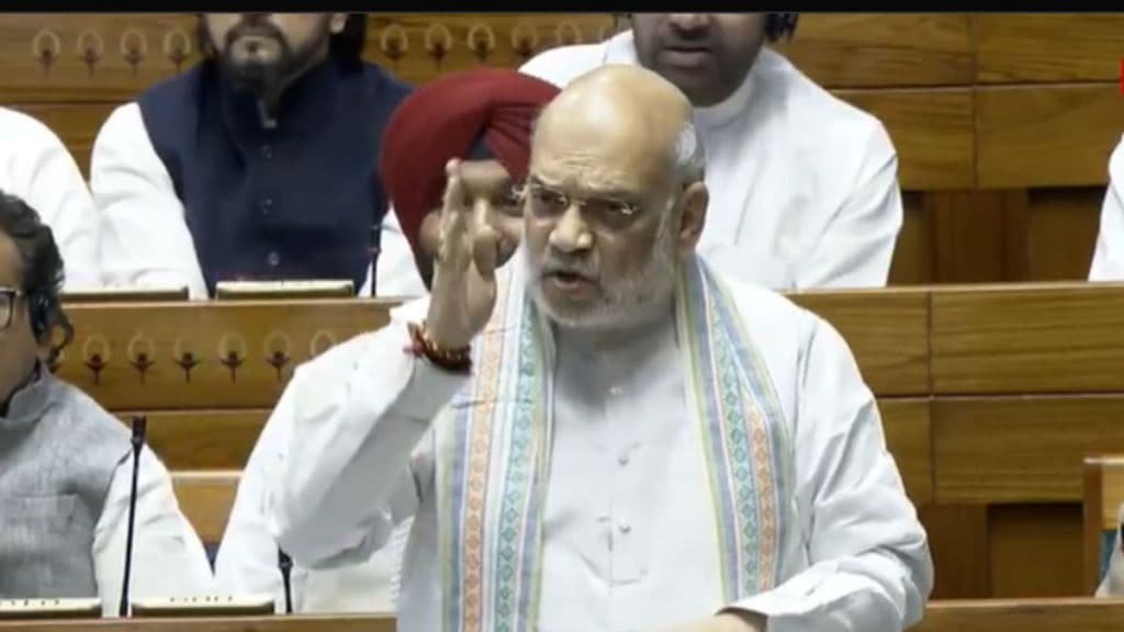 Amit Shah addressing the Lok Sabha, discussing the forced takeover of Kankaleshwar temple land by the Waqf Board. Amit Shah addressing the Lok Sabha, discussing the forced takeover of Kankaleshwar temple land by the Waqf Board.