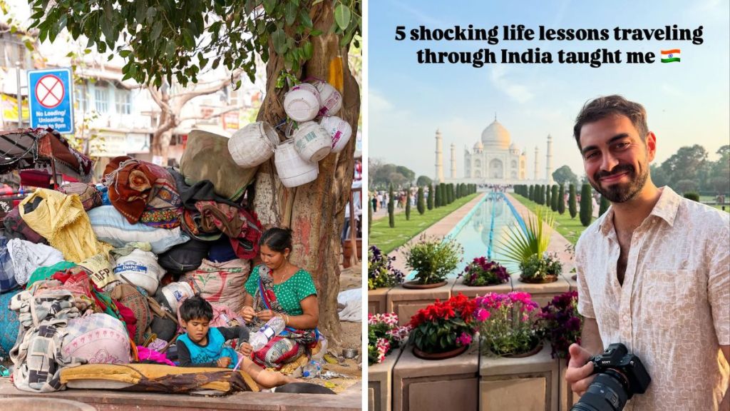Canadian travel vlogger exploring vibrant streets of India during her 5-week journey