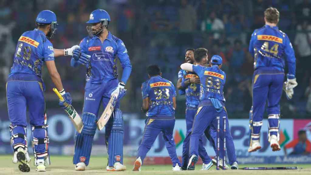 MI beat DC by 12 Runs with Hattrick of Run Out in 19th Over Karun Nair Tilak Varma Fifty IPL 2025