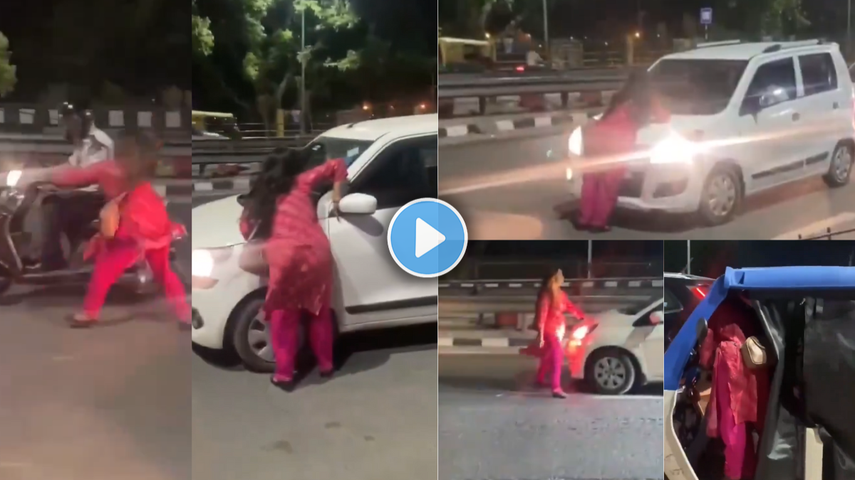 Drunk woman causes ruckus on the road she block speeding car on road ...