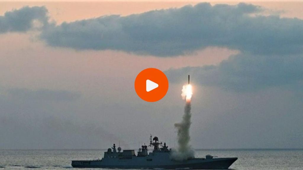 Indian Navy warship fires anti-ship missile during combat readiness drill