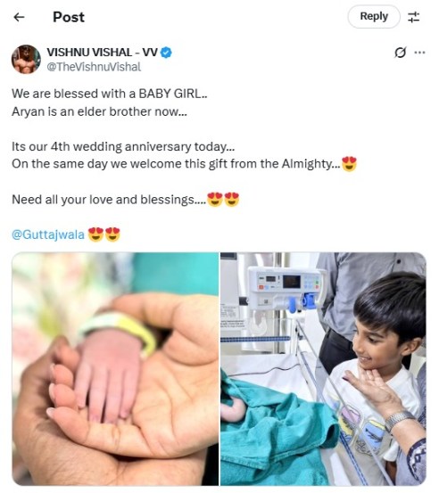 Jwala Gutta blessed with baby girl