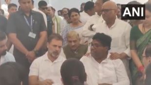 MP Rahul Gandhi meets the family of Shubham Dwivedi