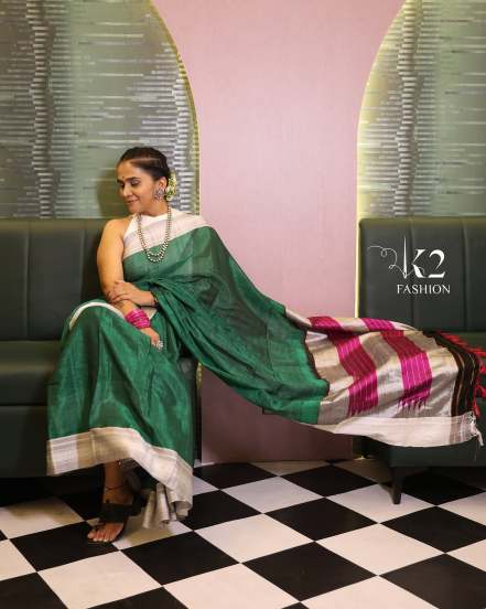 Manjiri Oak Green Ilkal Saree Look