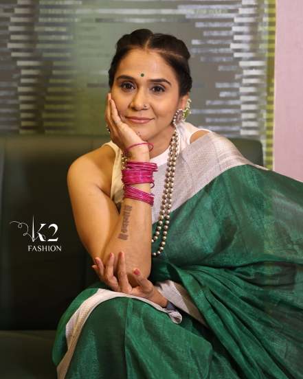 Manjiri Oak Green Ilkal Saree Look