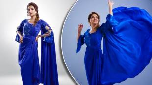 Marathi actress rupali bhosle in blue gown