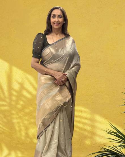 Neena Kulkarni Black Cotton Paithani Saree
