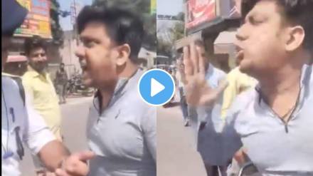 Shocking video A Biker Had An Oral Fight With Traffic Police Over A Challan In Bagpat Video Viral