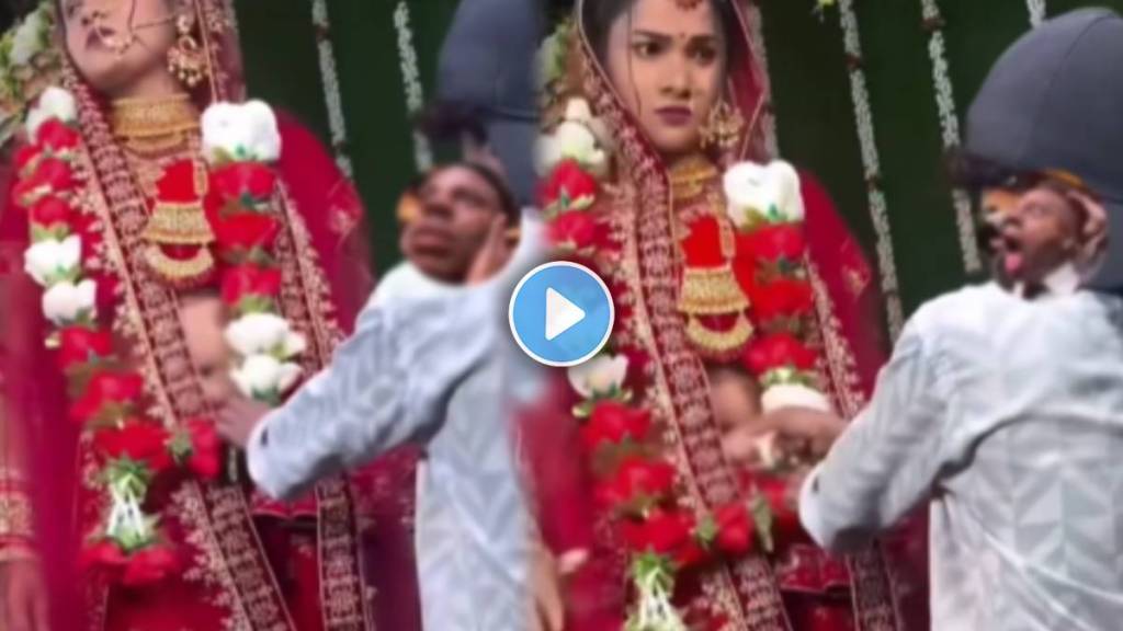 Boy touch birde stomach at the weeding