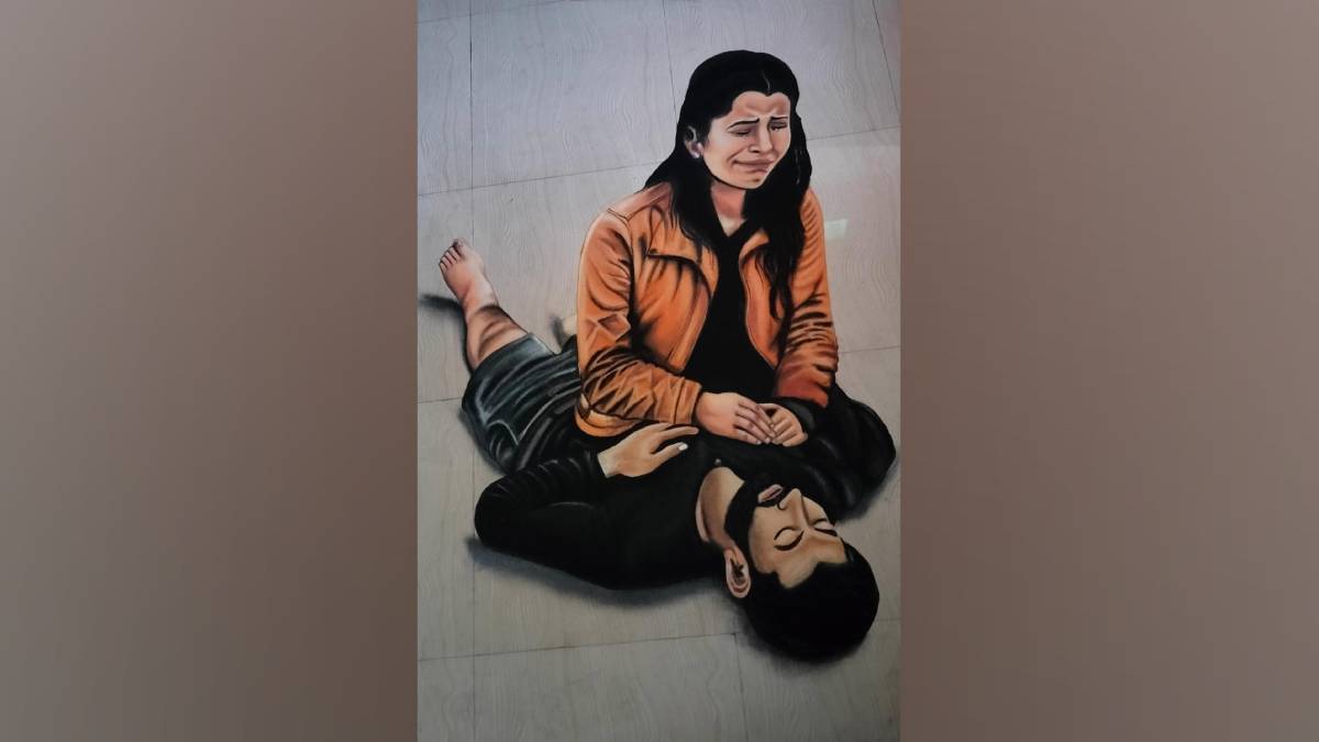 Violence Rangoli Bhandara female rangoli artist paid tribute to tourists martyred in ...