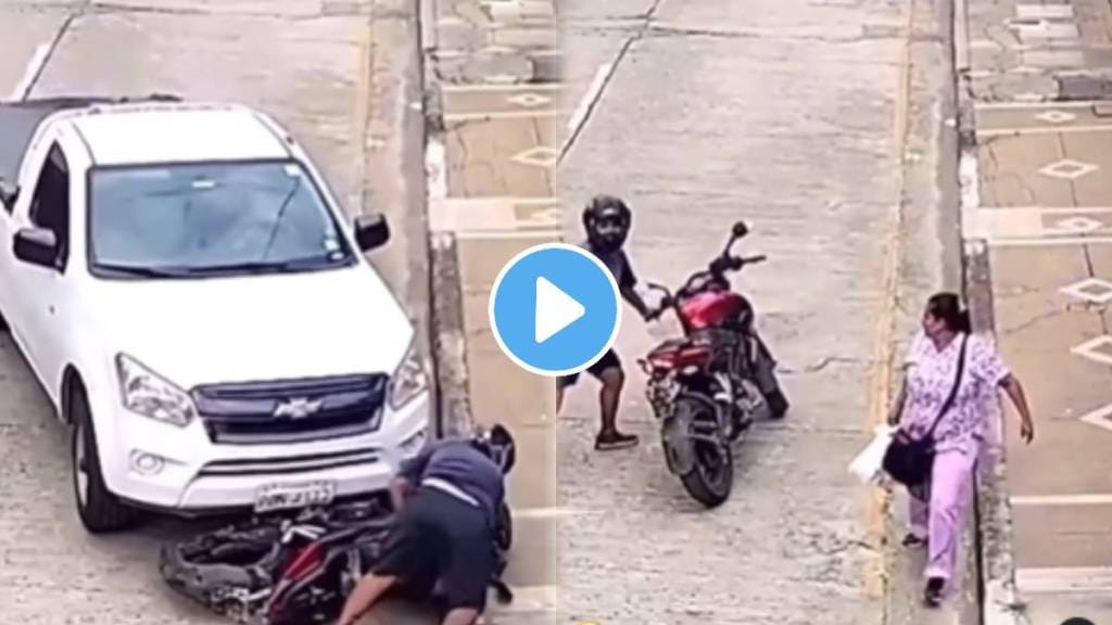 Shocking video Thief Was Running Away With A Womans Bag When A Car Hit Him Video goes Viral on social media