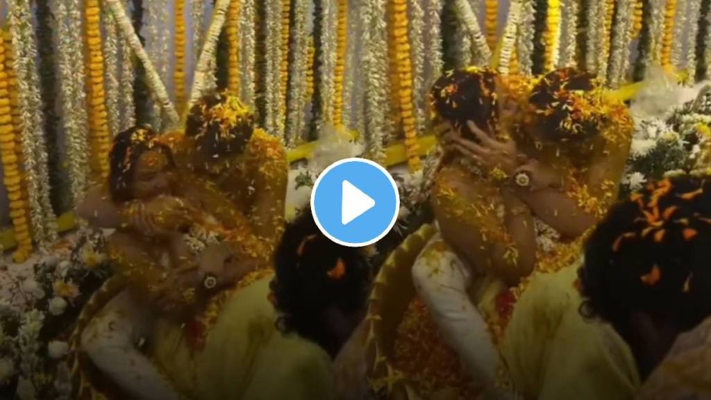 Bride and grooms public kissing in haldi ceremony video goes viral on social media