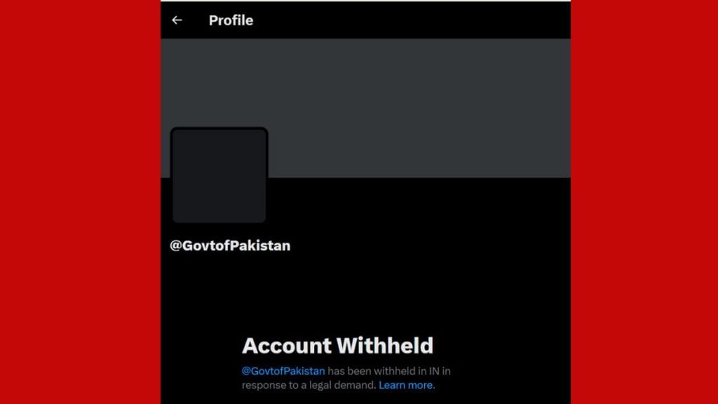 Screenshot of Pakistan government's X account showing blocked message in India