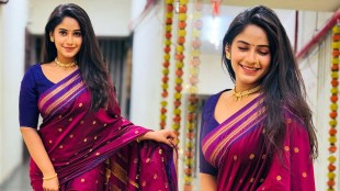 Prapti Redkar Purple Narayanpeth Saree