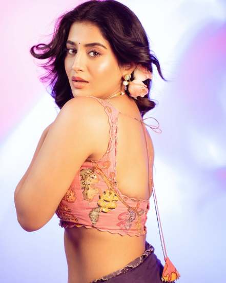 south actress raashi singh stunning photoshoot in multicoloure floral saree