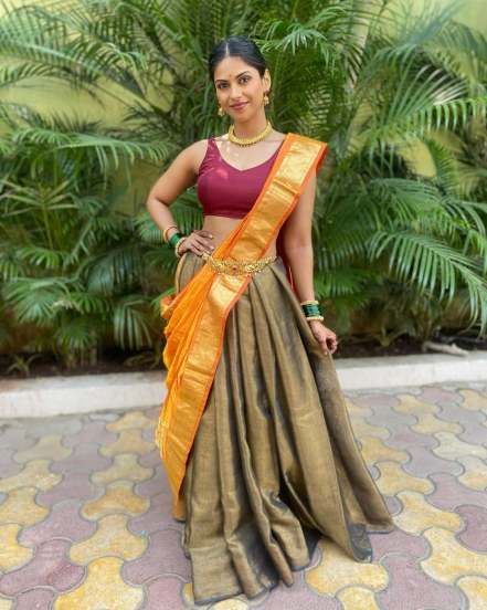 Swarda Thigale Ruffle Saree Look