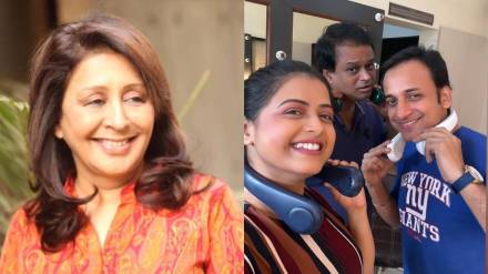 Vandana Gupte gift Hands Free Bladeless Personal Mini Fan to Sankarshan Karhade and Tanvi mundle