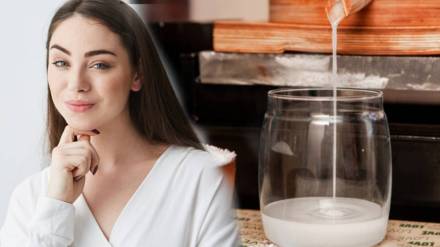 Washing your face with cold rice water