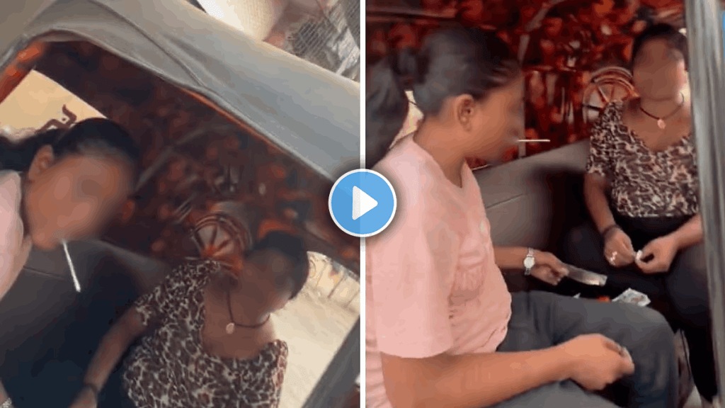 Shocking Video of Woman consume drugs in auto rikshaw in malad mawani viral video on social media