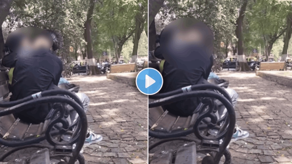 Couple romance video kissing in garden viral video on social media