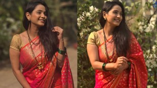 divya pugaonkar laksmi niwas serial fame actress red saree look photo viral on social media