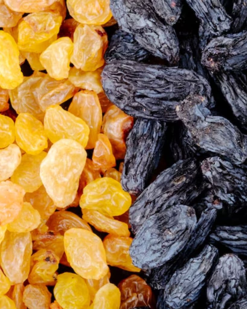 water soaked raisins