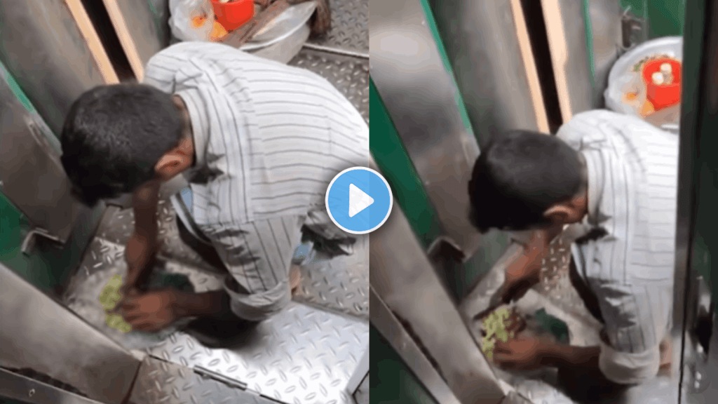 man cutting onion outside of toilet in train viral video on social media man cutting onion outside of toilet in train viral video on social media