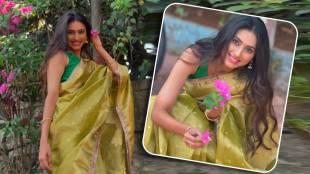 gharoghari matichya chuli fame actress reshma shinde mehandi colour saree look photoshoot