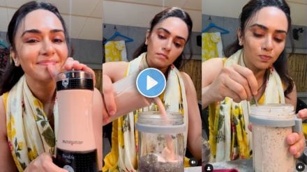Actress Amruta Khanvilkar prepares a protein shake and shares its benefits in viral video