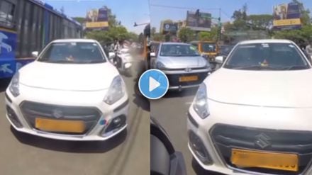 Pune car driver breaks traffic signal – viral video