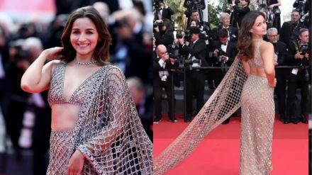 lia bhatt wore first ever gucci saree look in cannes film festival