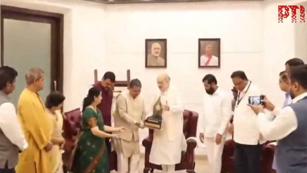 Home Minister Amit Shah presents first Chhatrapati Sambhaji Maharaj Award to song penned By Vinayak Damodar Savarkar. Home Minister Amit Shah presents first Chhatrapati Sambhaji Maharaj Award to song penned By Vinayak Damodar Savarkar.