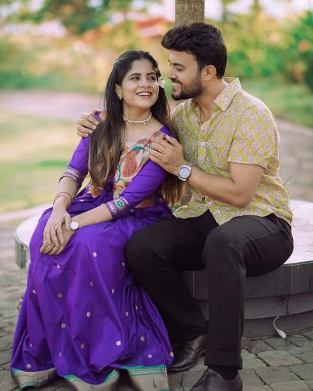 Amruta Deshmukh Purple Paithani Dress