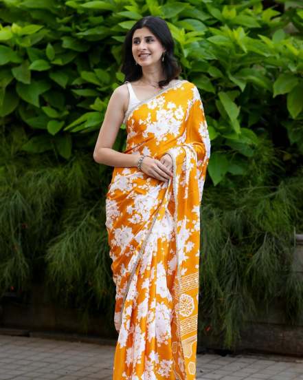 Ankita Prabhu Walawalkar White Saree Look