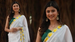 Ankita Prabhu Walawalkar White Saree Look