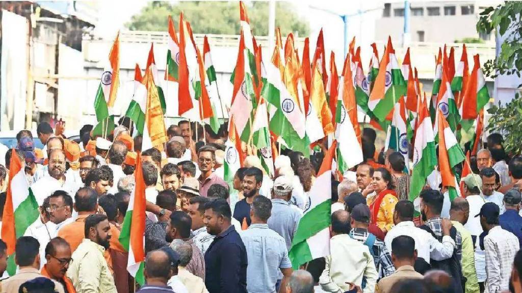 Congress took out a Tiranga Yatra in Kolhapur on Saturday in an enthusiastic atmosphere