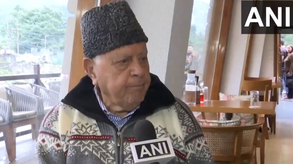 Farooq Abdullah interacting with tourists in Pahalgam