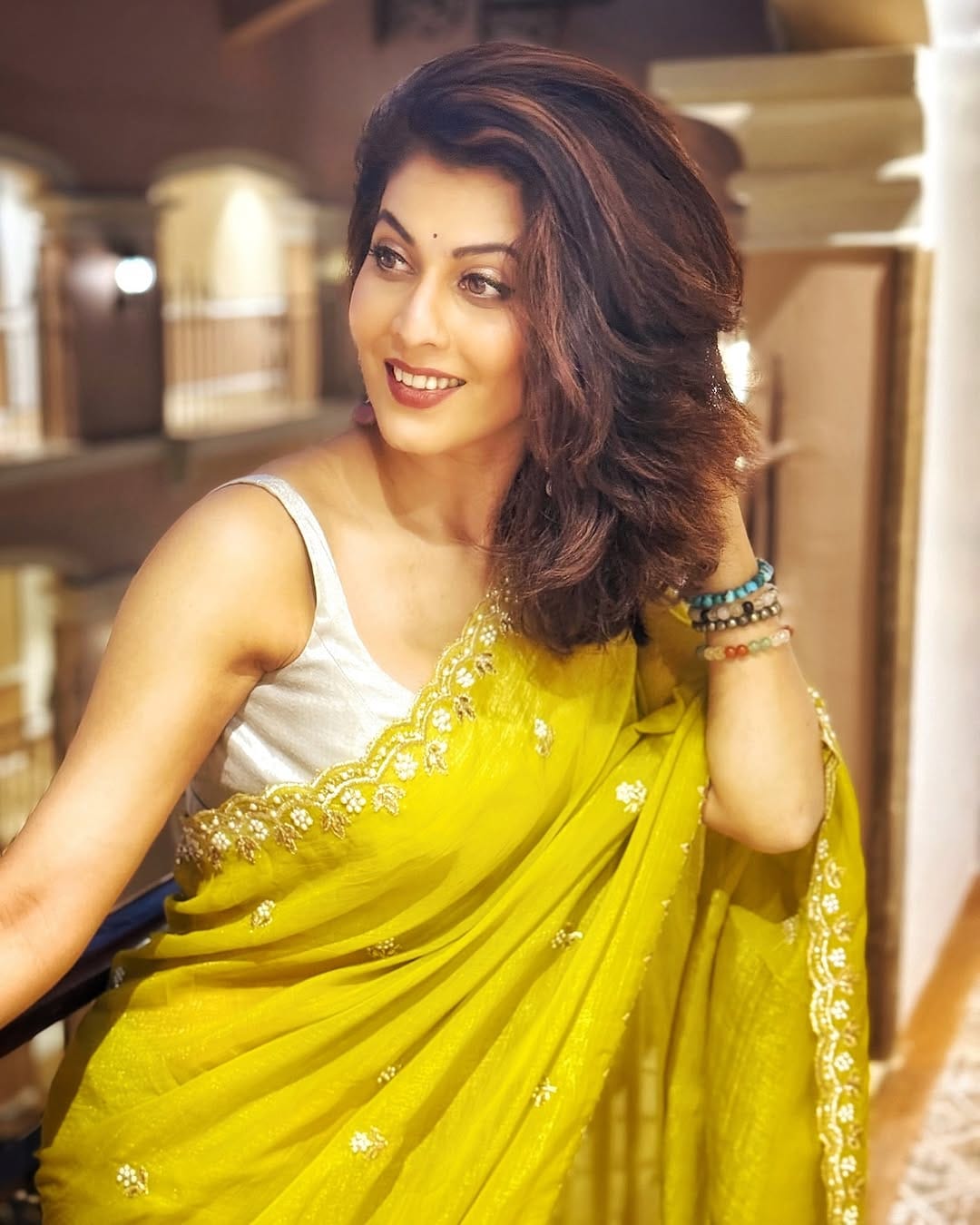Madhavi Nimkar Purple Dress Look