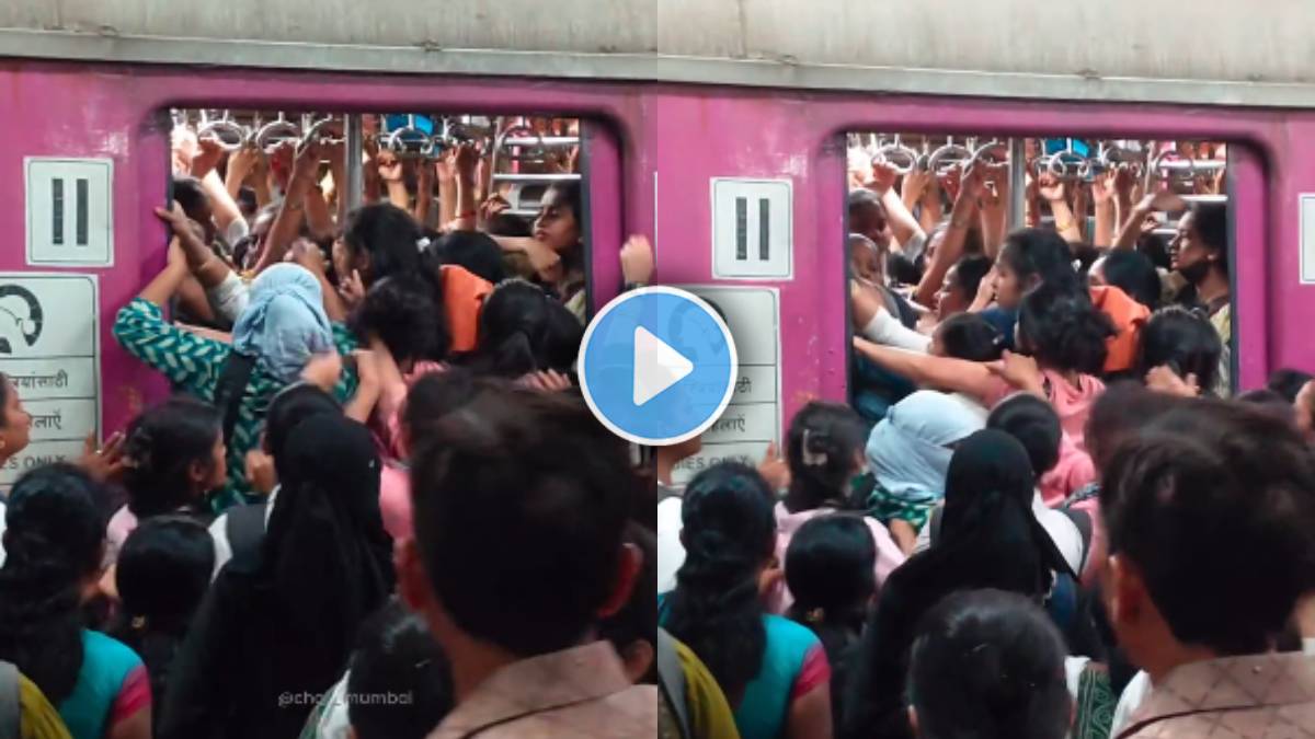 Mumbai Local Train Video Viral intense fight between women hit each ...