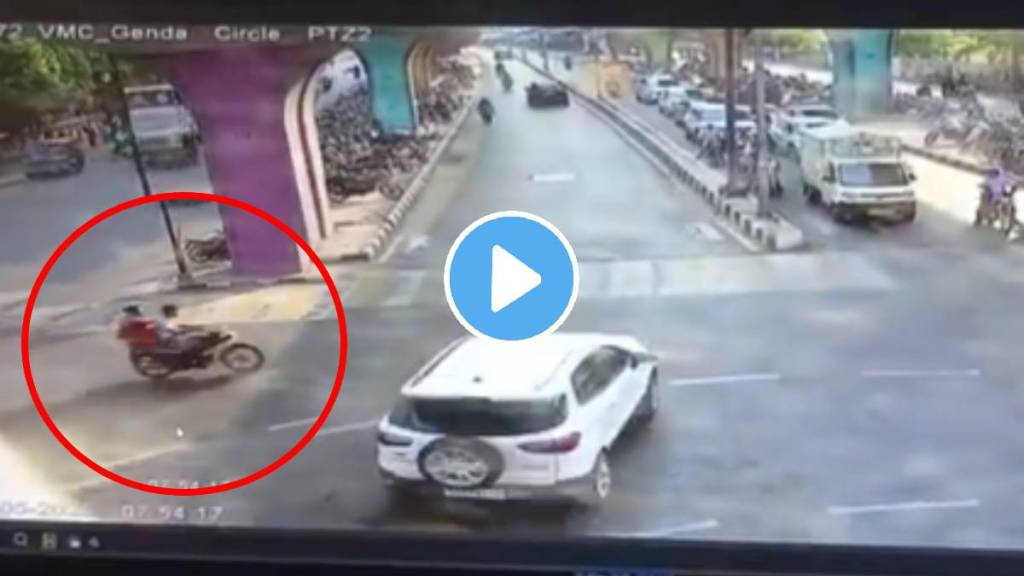 Gujrat Vadodara car and biker shocking accident video goes viral on social media