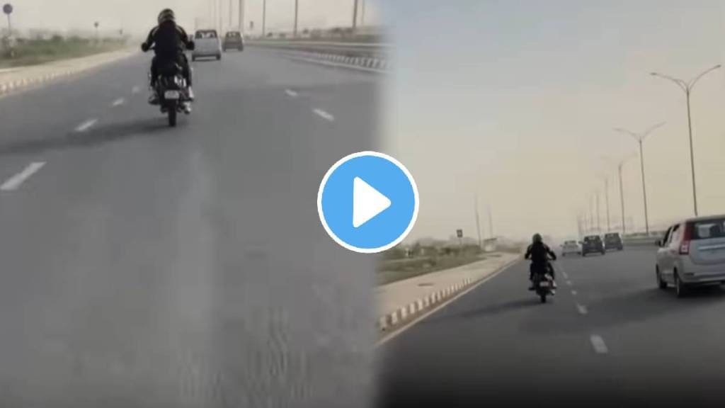 A rider fell from his Royal Enfield at a speed of around 110 kmph after experiencing a violent handle wobble video goes viral