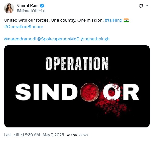 Nimrat kaur Reaction on Opration Sindoor