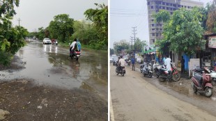 Digging during monsoon on the road leading to Palghar district headquarters